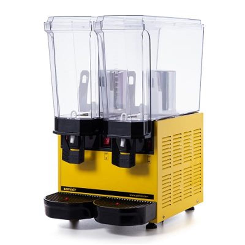 Samixir Klasik Twin Soğuk İçecek Dispenseri, 20+20 L, Karıştırıcılı, Sarı