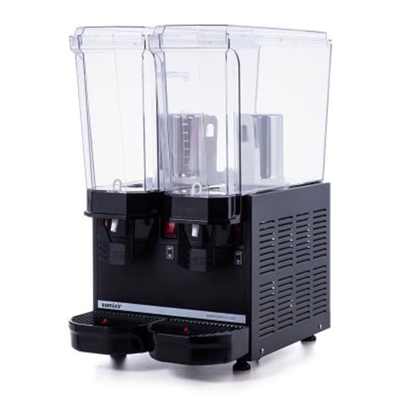 Samixir Klasik Twin Soğuk İçecek Dispenseri, 20+20 L, Fıskiyeli ve Karıştırıcılı, Siyah