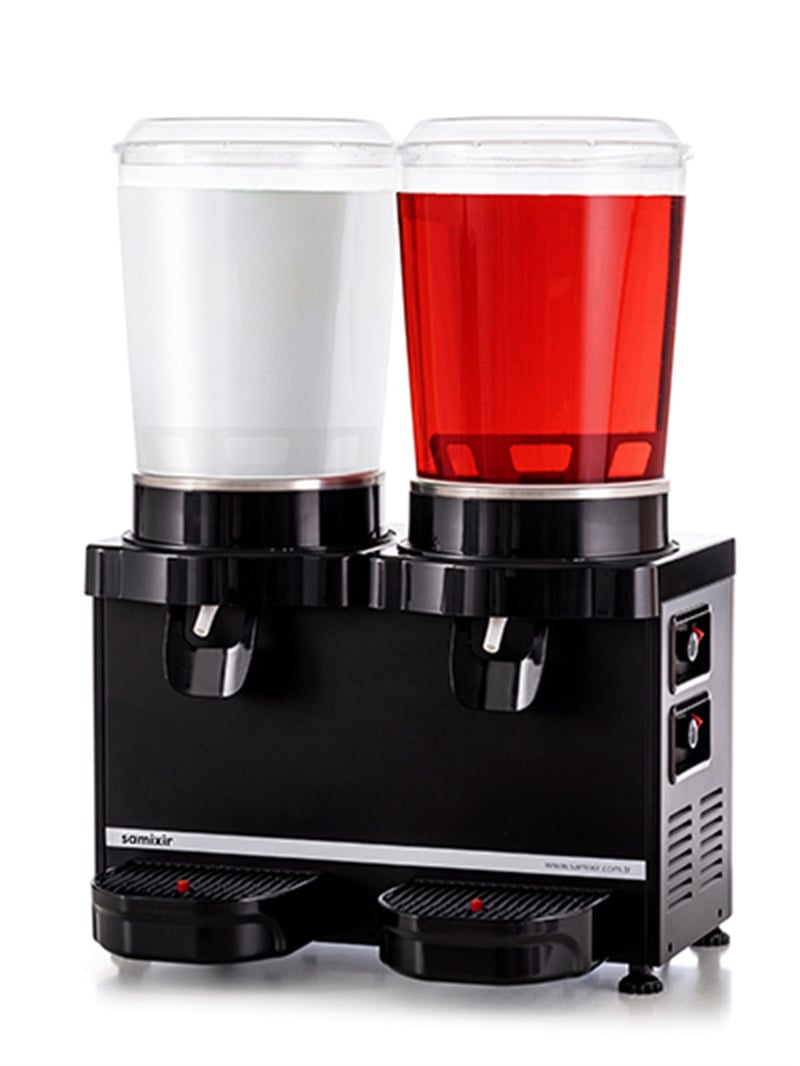 Samixir M10 Twin Panoramik Soğuk İçecek Dispenseri, 10+10 L, Siyah