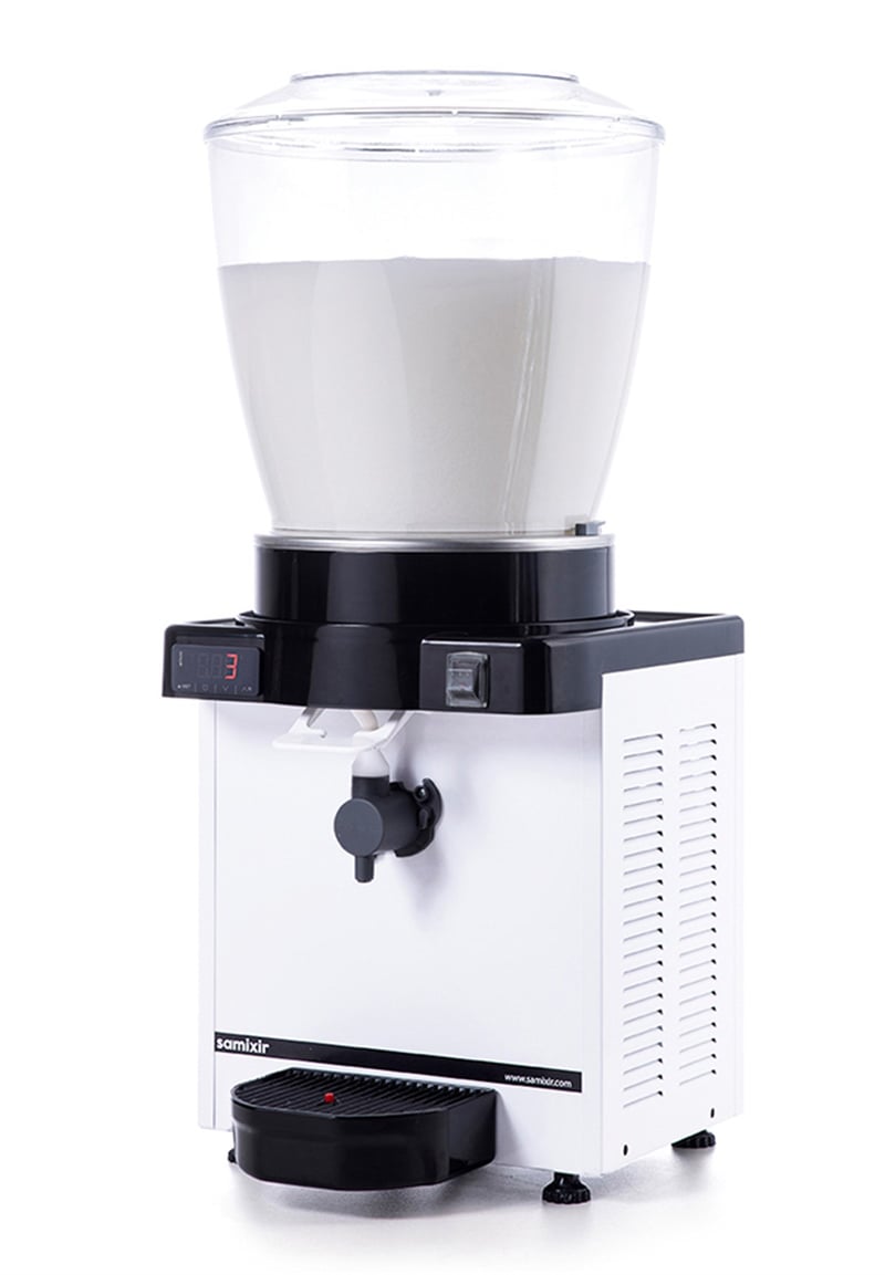 Samixir Panoramik Köpüklü Ayran Dispenseri, 40 L, Dijital, Beyaz