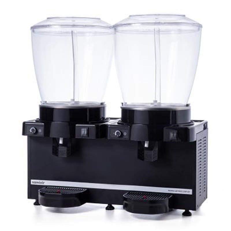 Samixir Twin Fıskiyeli Soğuk İçecek Dispenseri, 22+22 L, Panoramik, Analog, Siyah