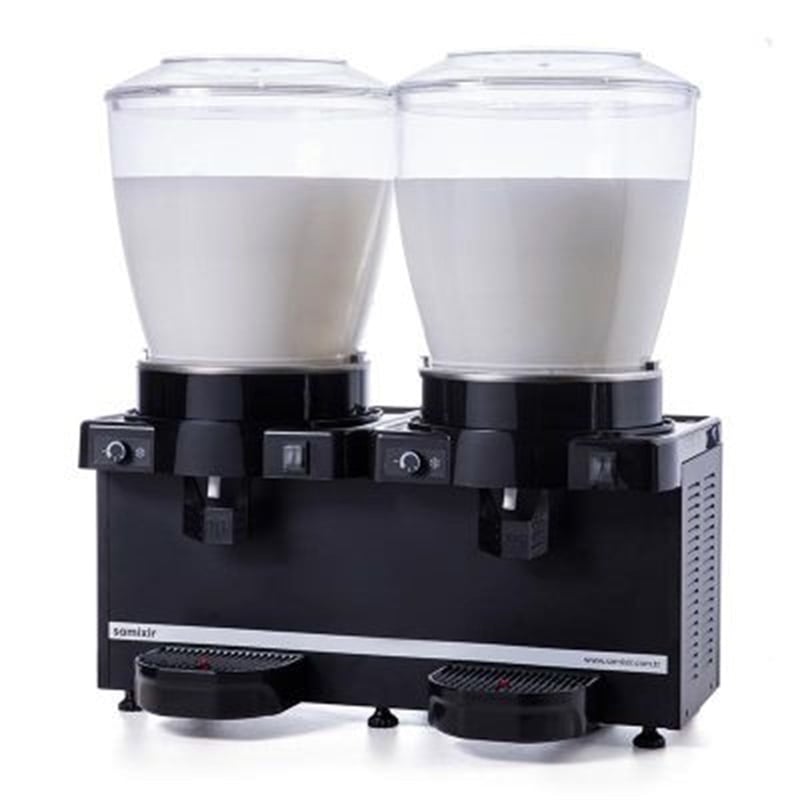 Samixir Twin Karıştırıcılı Soğuk İçecek Dispenseri, 22+22 L, Panoramik, Analog, Siyah