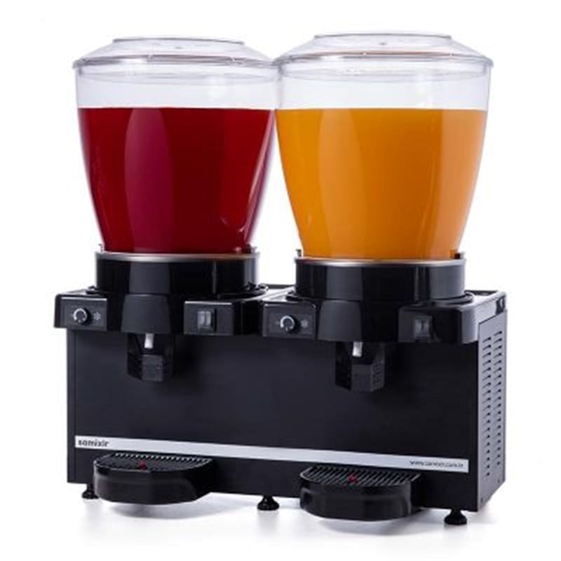 Samixir Twin Karıştırıcılı Soğuk İçecek Dispenseri, 22+22 L, Panoramik, Analog, Siyah