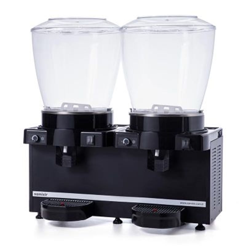 Samixir Twin Karıştırıcılı Soğuk İçecek Dispenseri, 22+22 L, Panoramik, Analog, Siyah