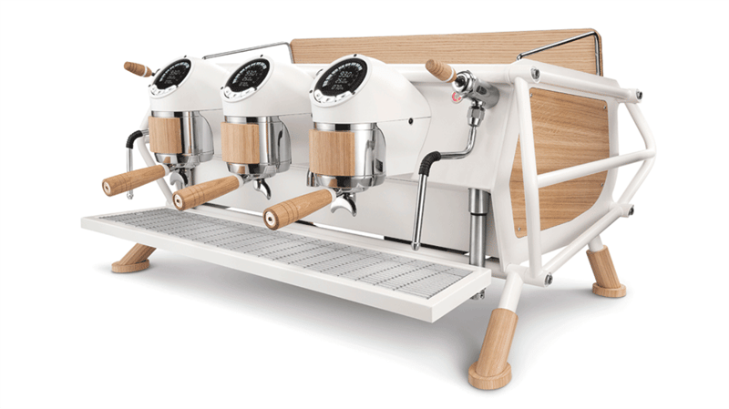 Sanremo Café Racer Custom White & Wood Standard Espresso Kahve Makinesi, 3 Gruplu