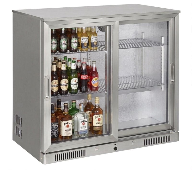 Şenox SBCS-250 Bar Tipi Şişe Soğutucu Dolap, 2 Sürgü Kapılı, 238 Litre, Krom