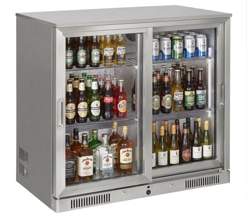 Şenox SBCS-250 Bar Tipi Şişe Soğutucu Dolap, 2 Sürgü Kapılı, 238 Litre, Krom