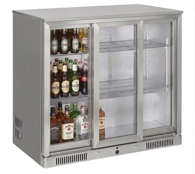 Şenox SBCS-350 Bar Tipi Şişe Soğutucu Dolap, 3 Sürgü Kapılı, 338 Litre, Krom