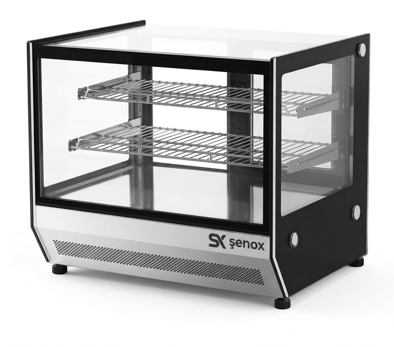 Senox Set Üstü Sıcak Teşhir Dolabı, Panaromik Cam, 90 cm