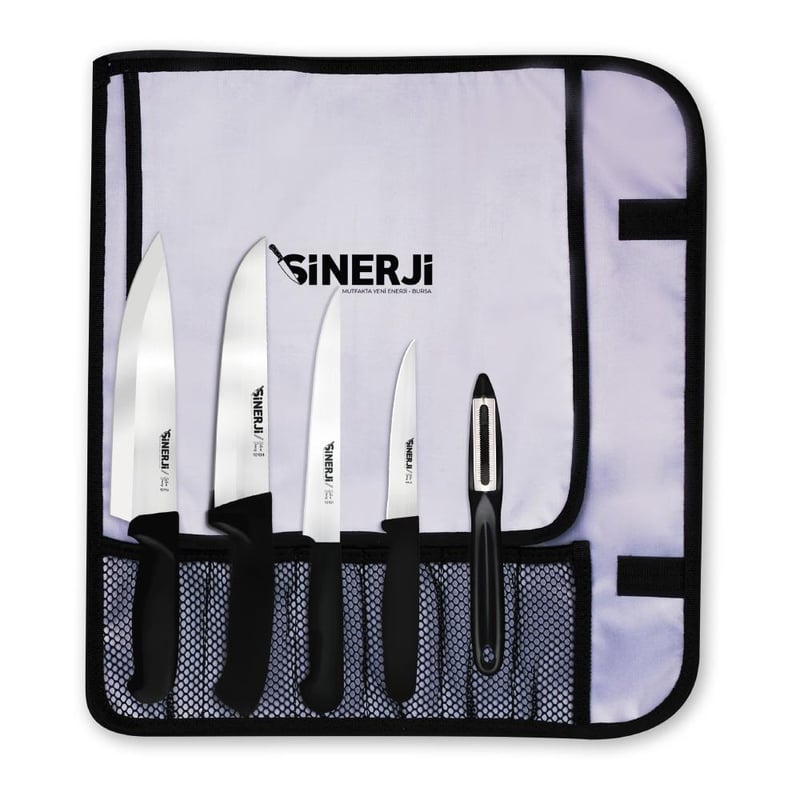 Sinerji Silver Gastronomi Rulo Çantalı Bıçak Seti 5+1