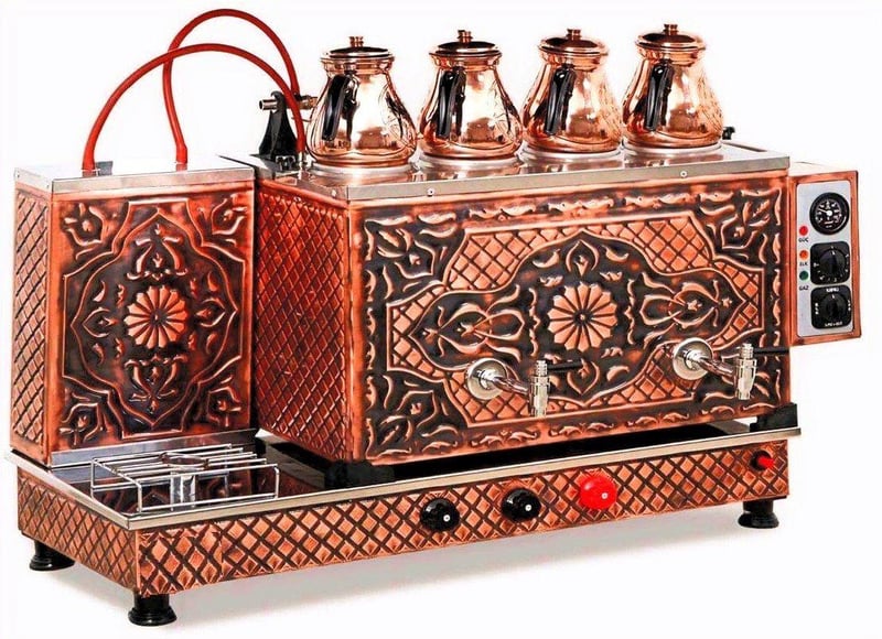 Tiryaki 4 Demlikli Elektrikli Çay Kazanı Bakır