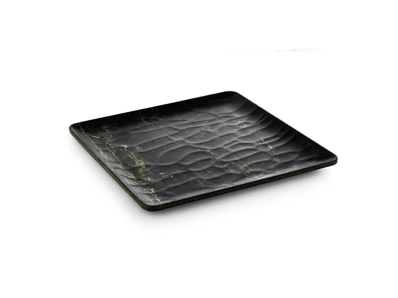 Tria Hibrit Ahşap Rölyefli Kare Servis Tabağı 18*18 cm