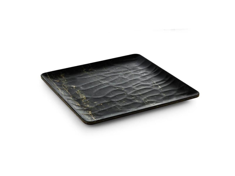 Tria Hibrit Ahşap Rölyefli Kare Servis Tabağı 26*26 cm