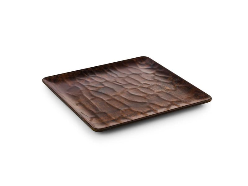 Tria Hibrit Ahşap Rölyefli Kare Servis Tabağı 22*22 cm