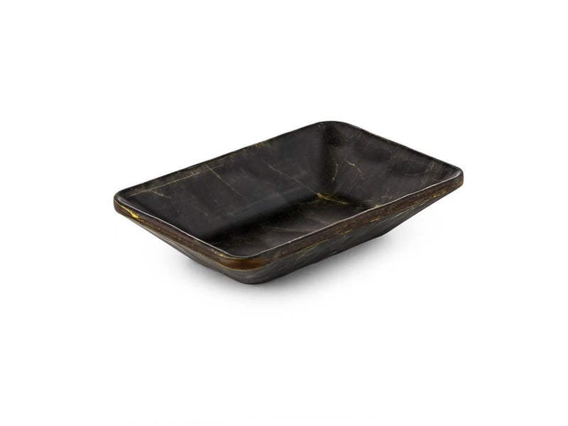 Tria Hibrit Ahşap Rölyefli Köşeli Kayık Tabak 17*12,5 cm