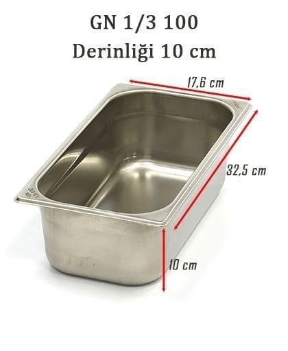 Üret Çelik 1/3 - 100 mm Gastronom Küvet (32.5 x 17.6 x 10 cm) 4 lt 