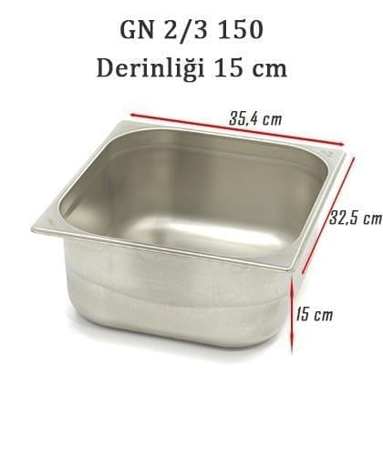 Üret Çelik 2/3 - 150 mm Gastronom Küvet (35.4 x 32.5 x 15 cm) 13 lt 