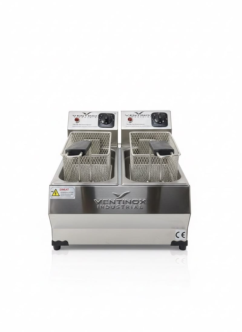 Ventinox Ekonomik Elektrikli Fritöz, 3+3 Litre, Çift Hazneli, 2500 W+2500 W