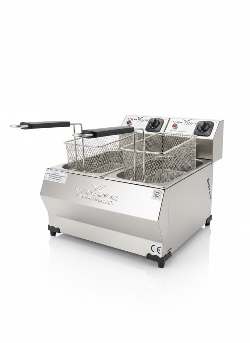 Ventinox Ekonomik Elektrikli Fritöz, 3+3 Litre, Çift Hazneli, 2500 W+2500 W