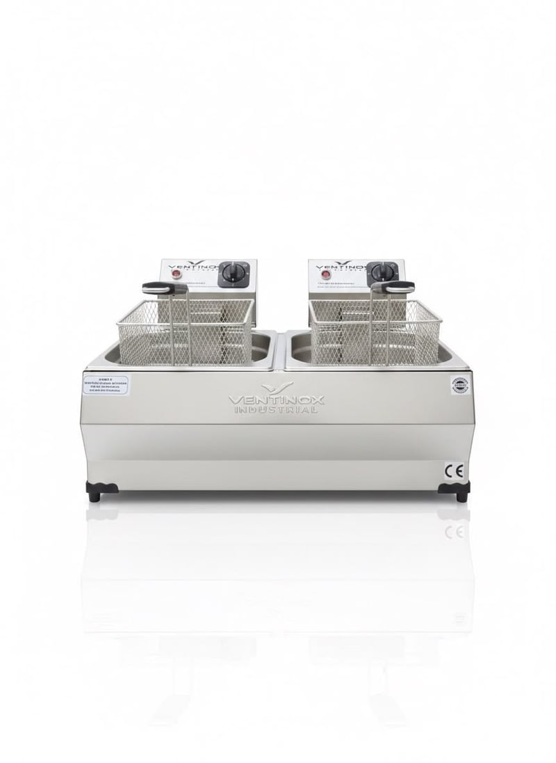 Ventinox Ekonomik Elektrikli Fritöz, 8+8 Litre, Çift Hazneli, 2750 W+2750 W
