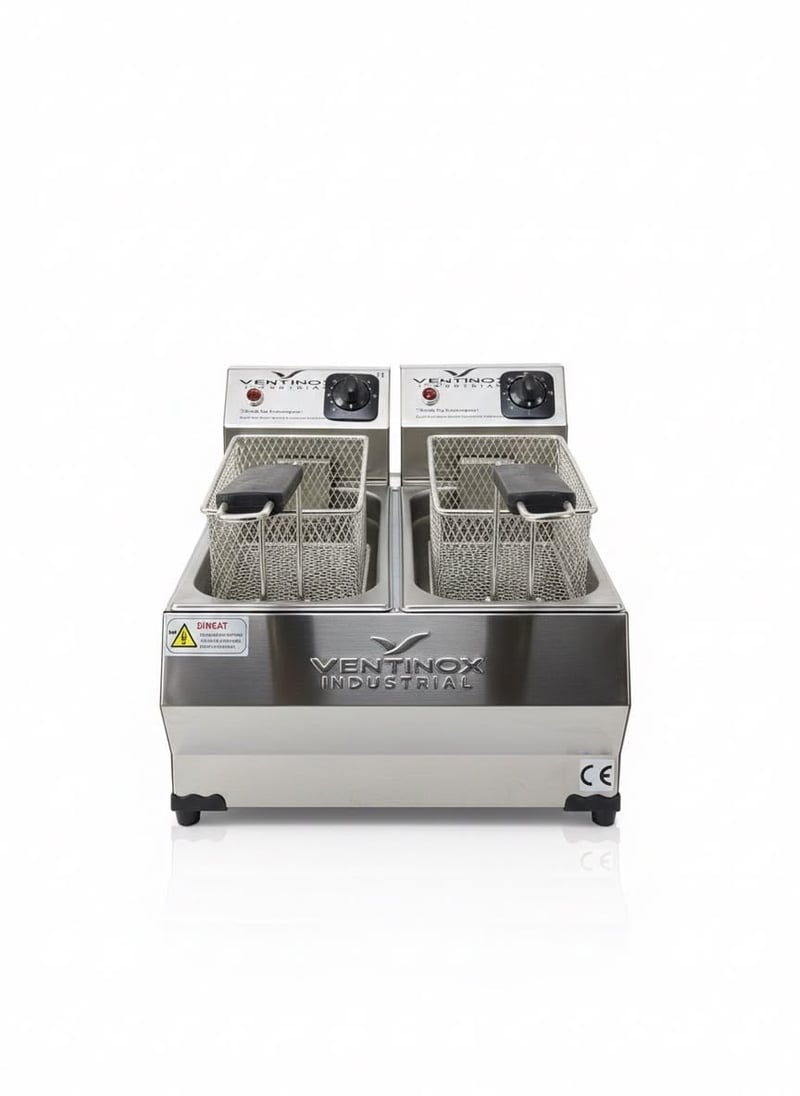 Ventinox Lüx Elektrikli Fritöz, 3+3 Litre, Çift Hazneli, 2500 W+2500 W