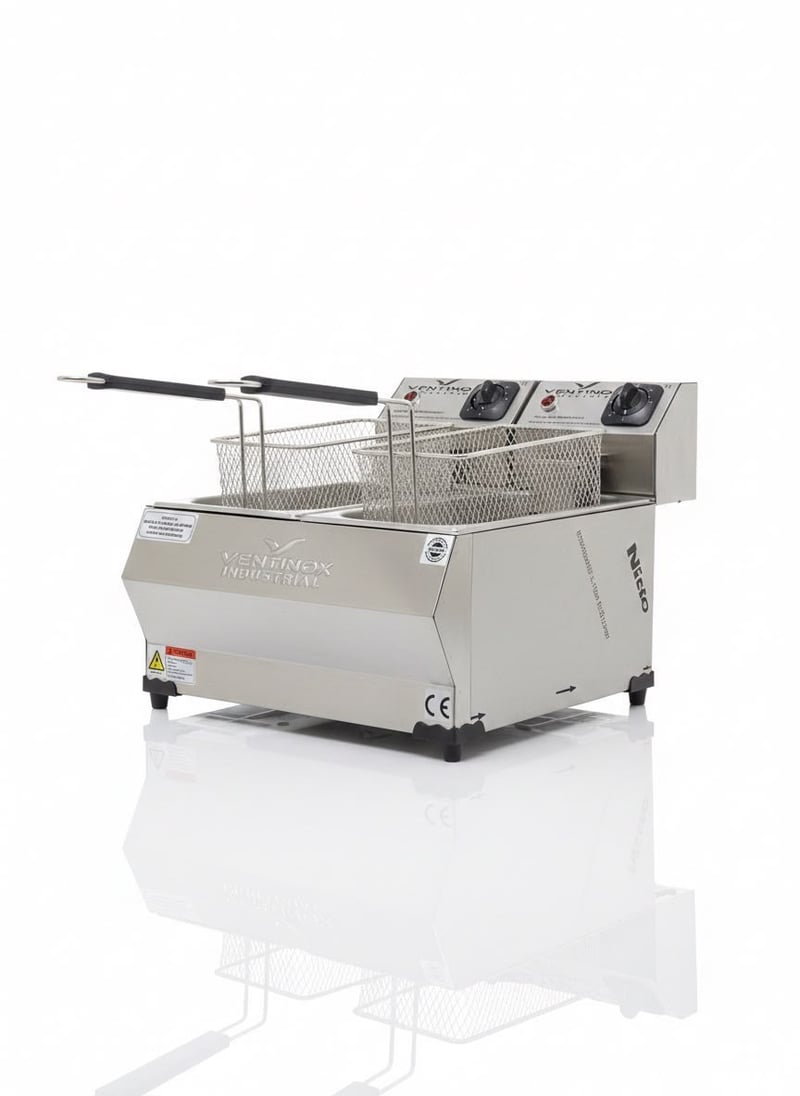 Ventinox Lüx Elektrikli Fritöz, 5+5 Litre, Çift Hazneli, 2750 W+2750 W
