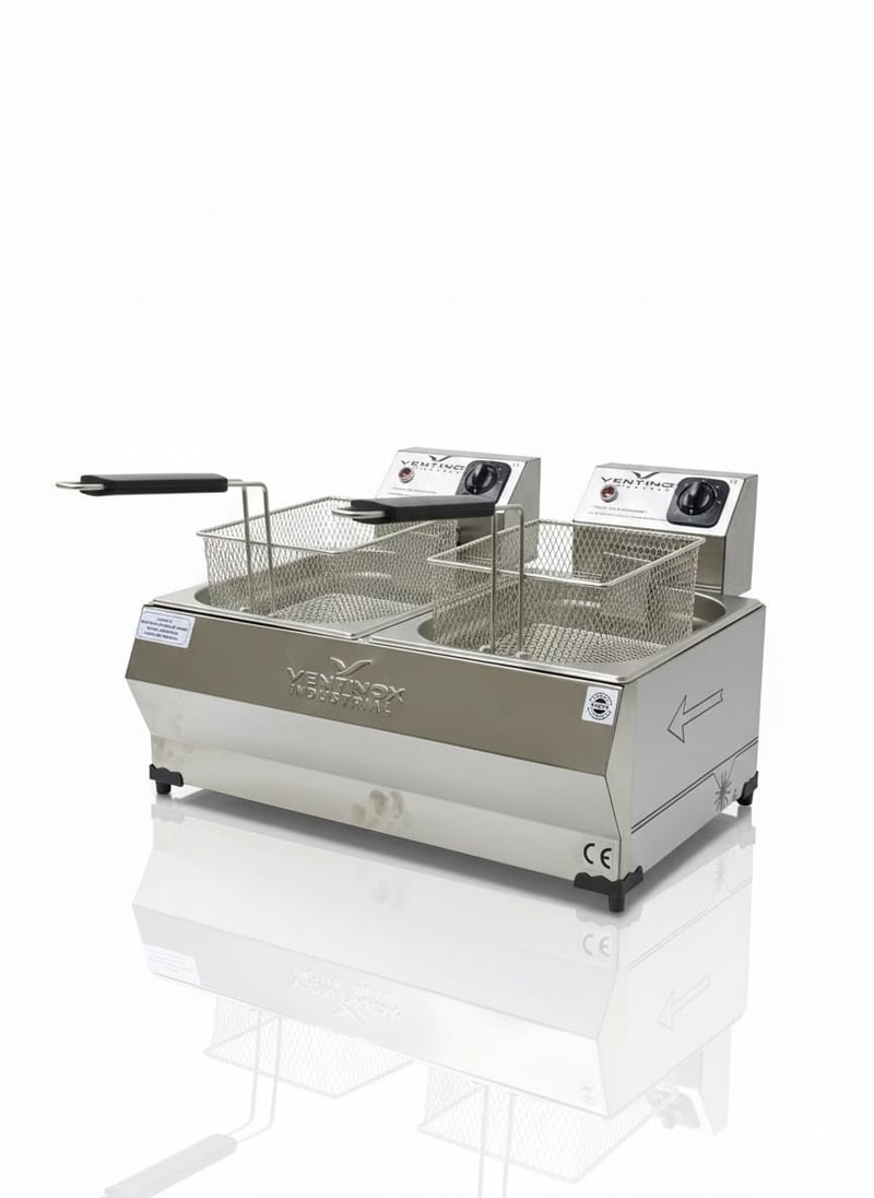 Ventinox Lüx Elektrikli Fritöz, 8+8 Litre, Çift Hazneli, 2750 W+2750 W