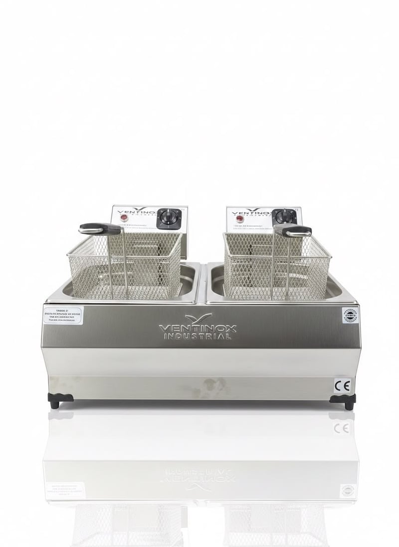 Ventinox Lüx Elektrikli Fritöz, 8+8 Litre, Çift Hazneli, 2750 W+2750 W