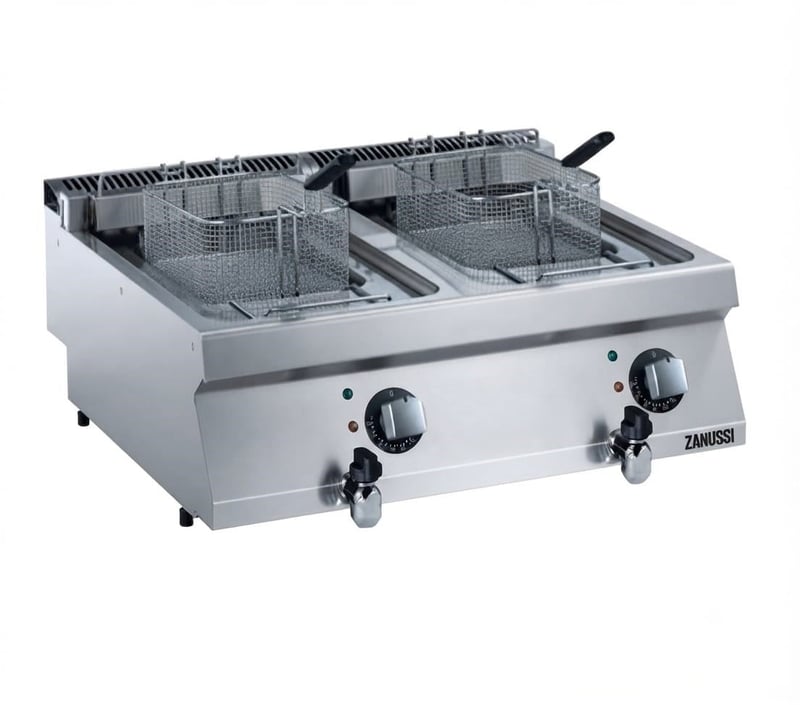 Zanussi Tahliye Vanalı Elektrikli 12+12 Litre Endüstriyel Fritöz, 800x700x250, 372080