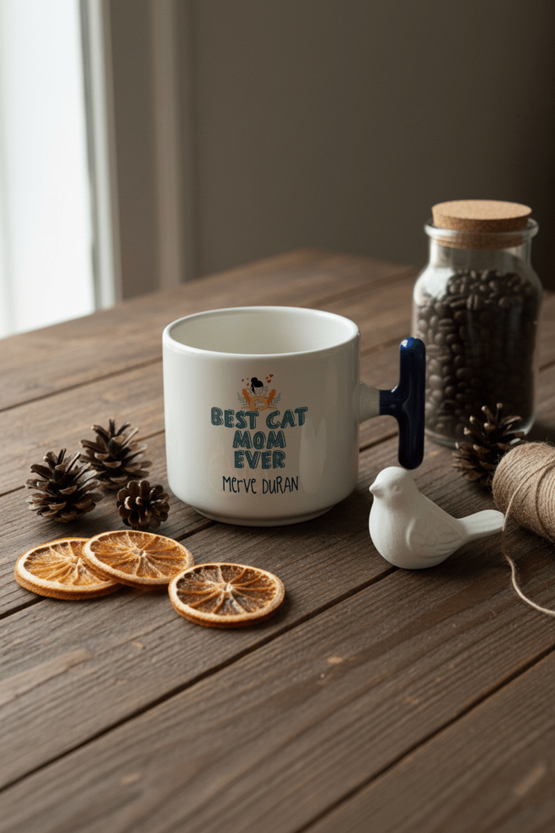 Best Cat Mom Ever Kişiye Özel T Kupa