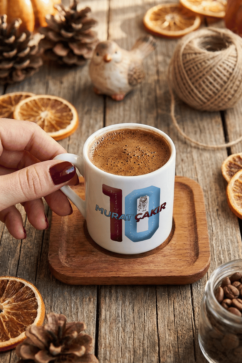 Bordo Mavi Taraftar Kişiye Özel Türk Kahvesi Fincanı