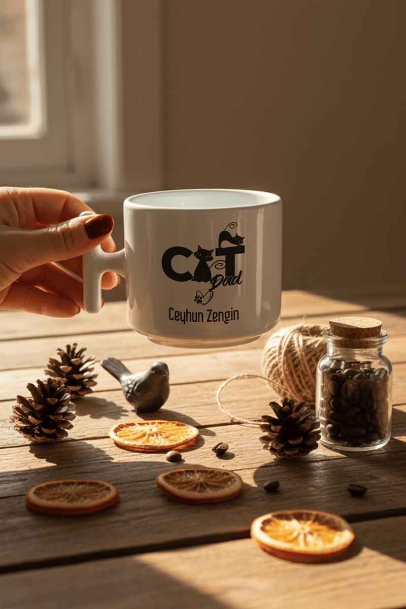 Cat Dad Kişiye Özel T Kupa