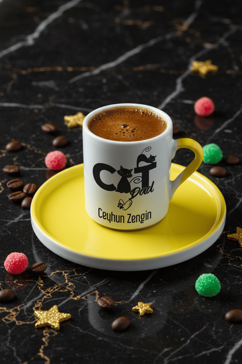 Cat Dad Kişiye Özel Türk Kahvesi Fincanı