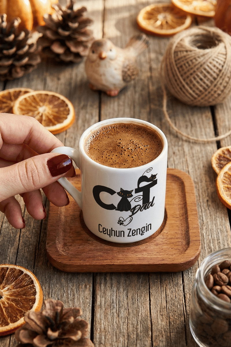 Cat Dad Kişiye Özel Türk Kahvesi Fincanı