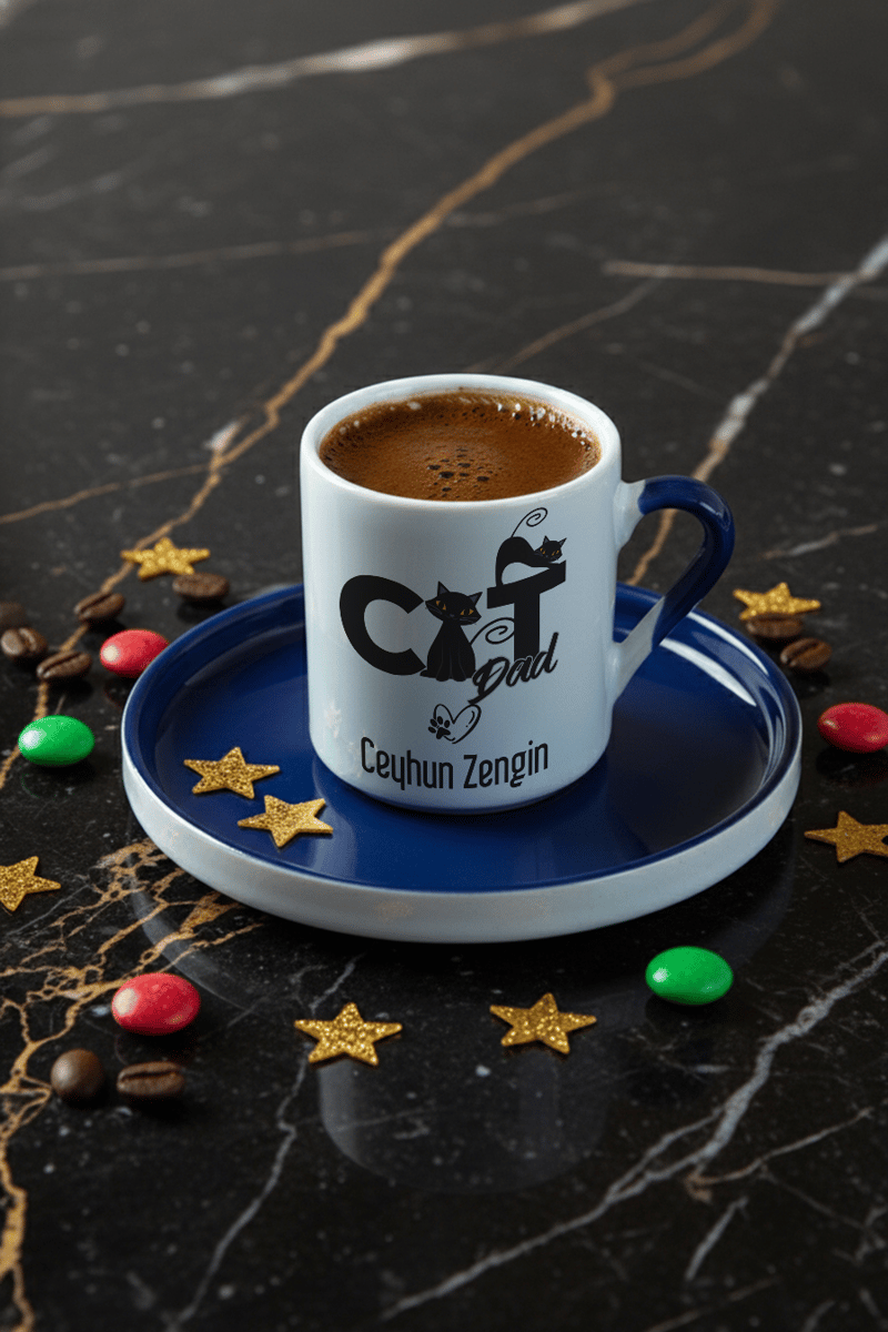 Cat Dad Kişiye Özel Türk Kahvesi Fincanı
