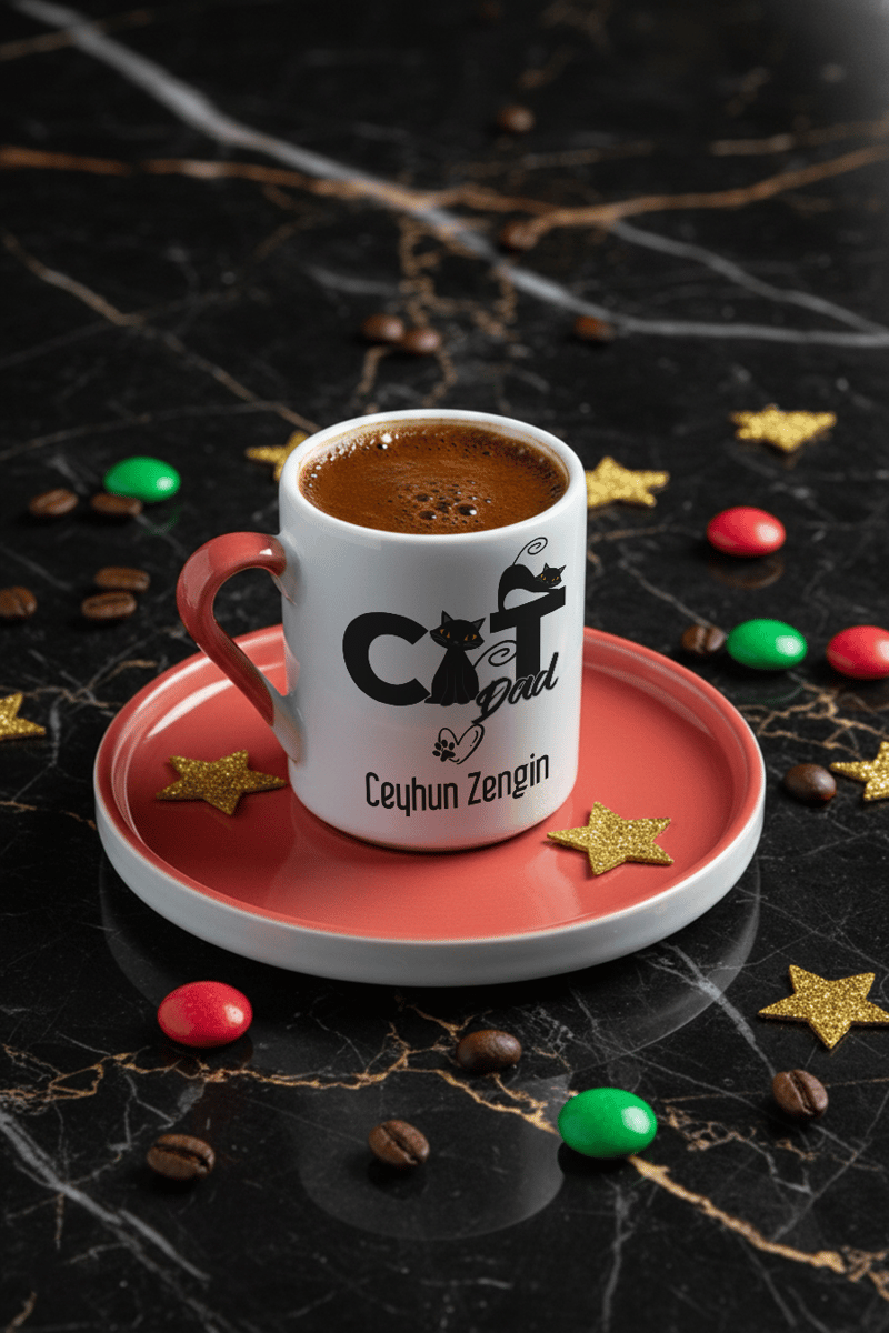 Cat Dad Kişiye Özel Türk Kahvesi Fincanı