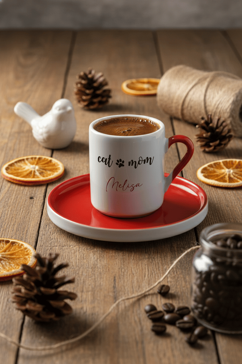 Cat Mom Kişiye Özel Türk Kahvesi Fincanı