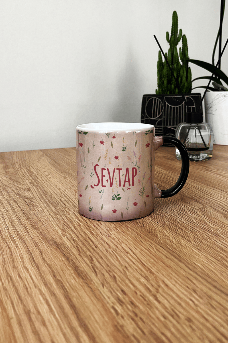 Çiçek Desenli Kişiye Özel Kupa Bardak Standart