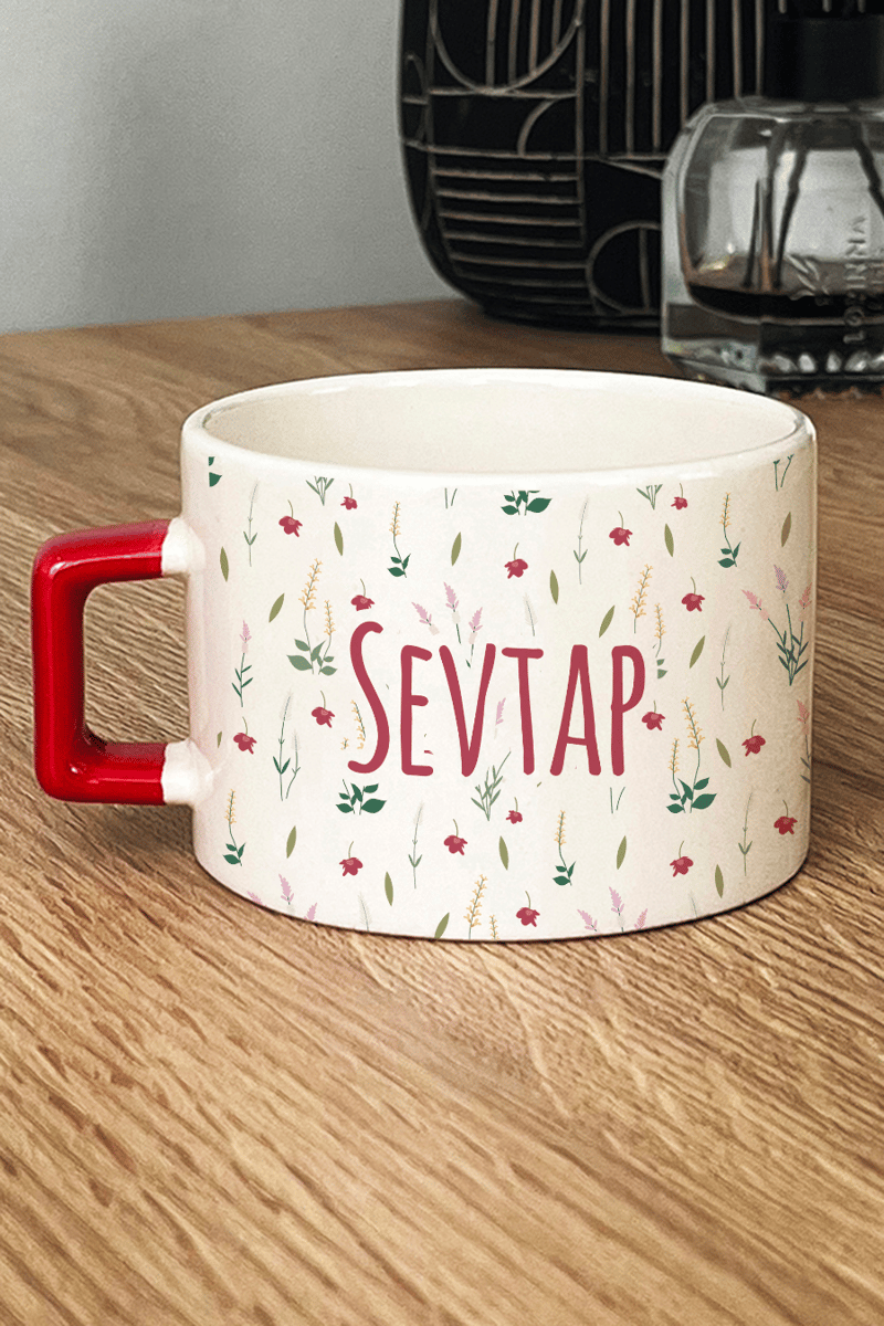 Çiçek Desenli Kişiye Özel Lüks Fincan