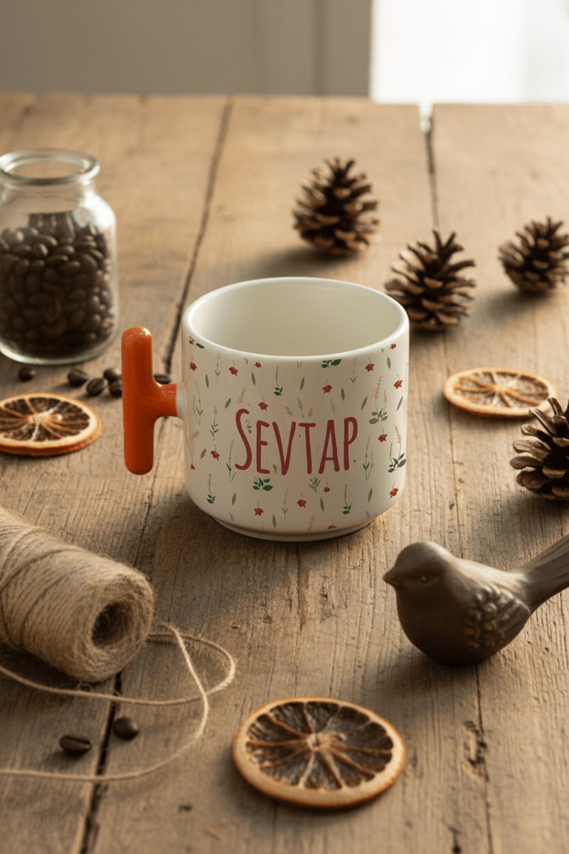 Çiçek Desenli Kişiye Özel T Kupa