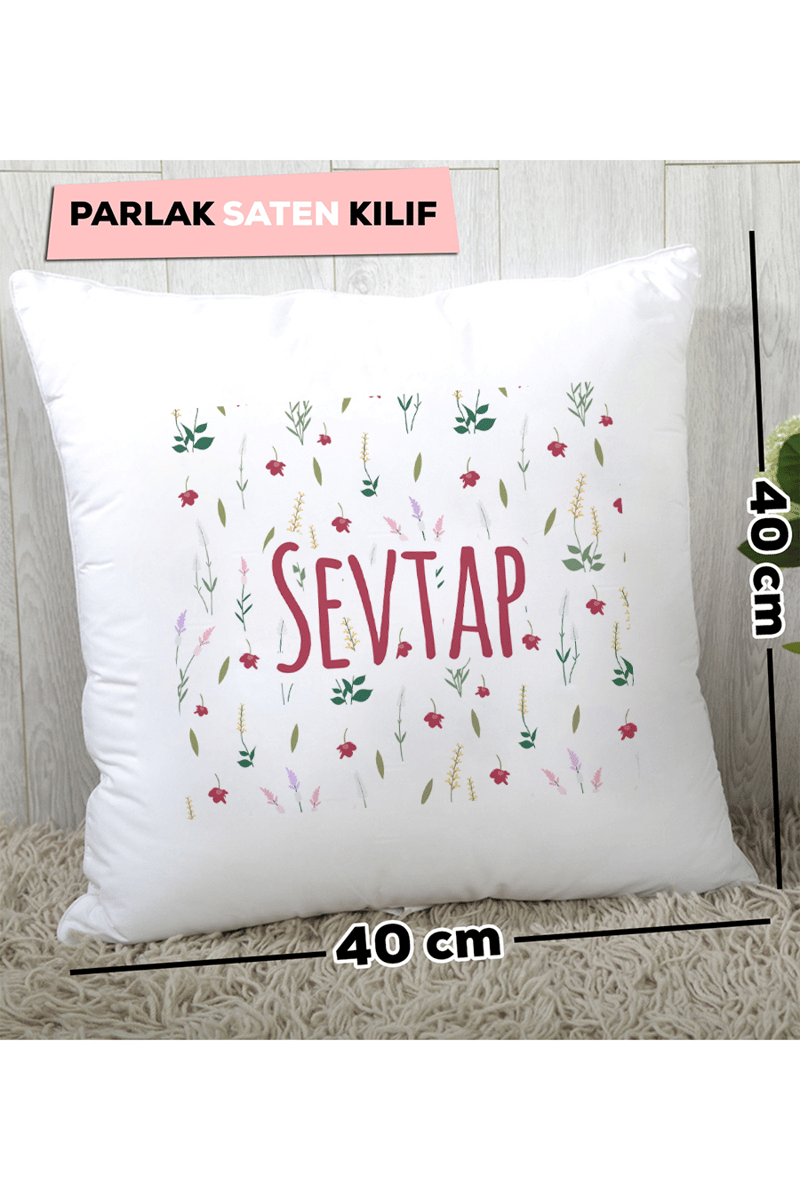 Çiçek Desenli Kişiye Özel Yastık
