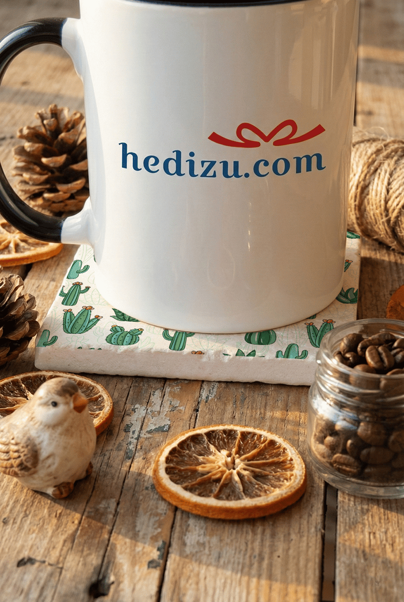 Desen Kaktüs Kişiye Özel Bardak Altlığı