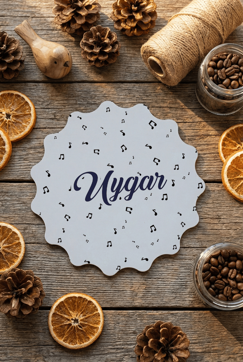 Desen Nota Müzik Kişiye Özel Bardak Altlığı