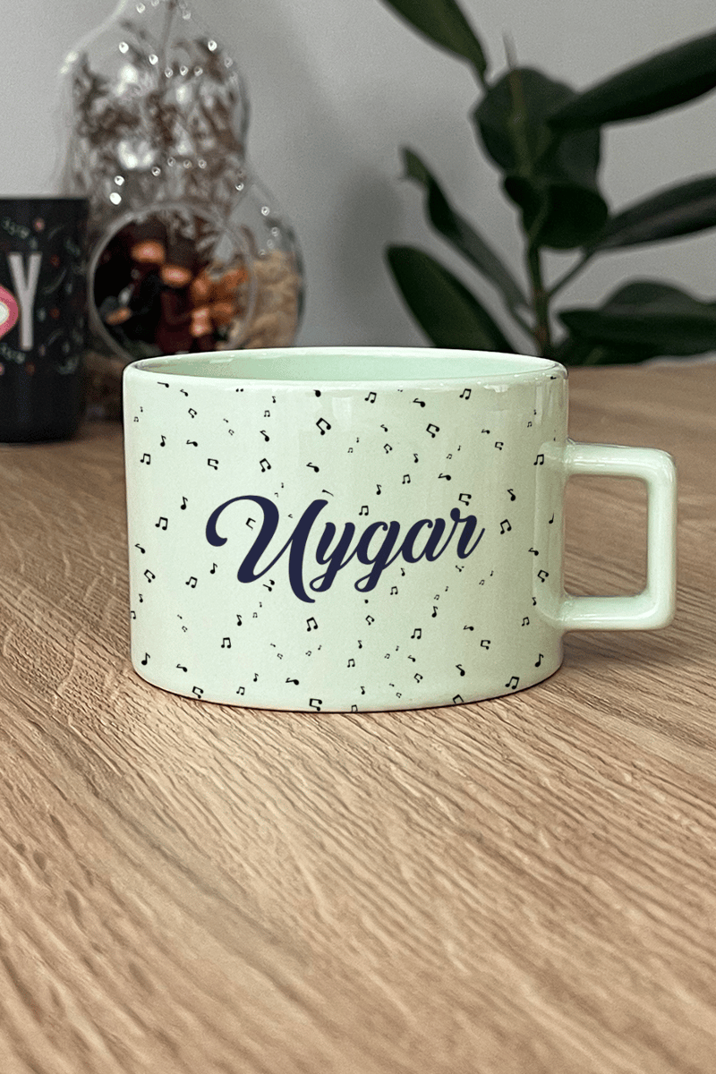 Desen Nota Müzik Kişiye Özel Lüks Pastel Fincan