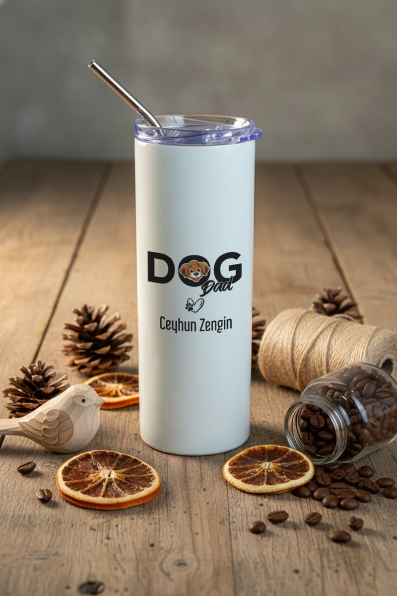 Dog Dad Kişiye Özel Pipetli Çelik Termos