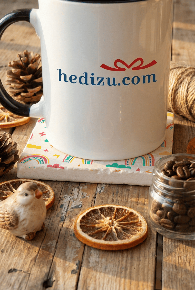 Gökkuşağı Desenli Kişiye Özel Bardak Altlığı