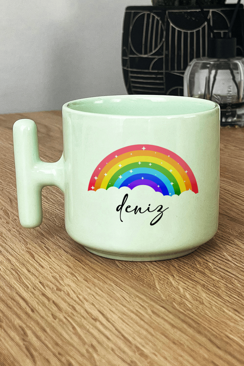 Gökkuşağı Hediye Kutusu - Kişiye Özel T Pastel Kupa, Peluş Avokado, Fotoğraf 1 Adet
