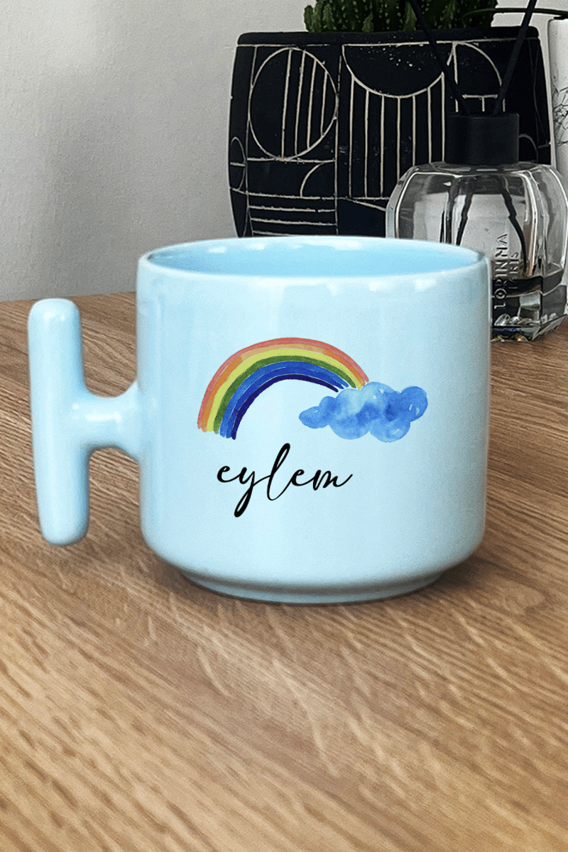 Gökkuşağı Hediye Kutusu - Kişiye Özel T Pastel Kupa, Peluş Avokado, Fotoğraf 1 Adet