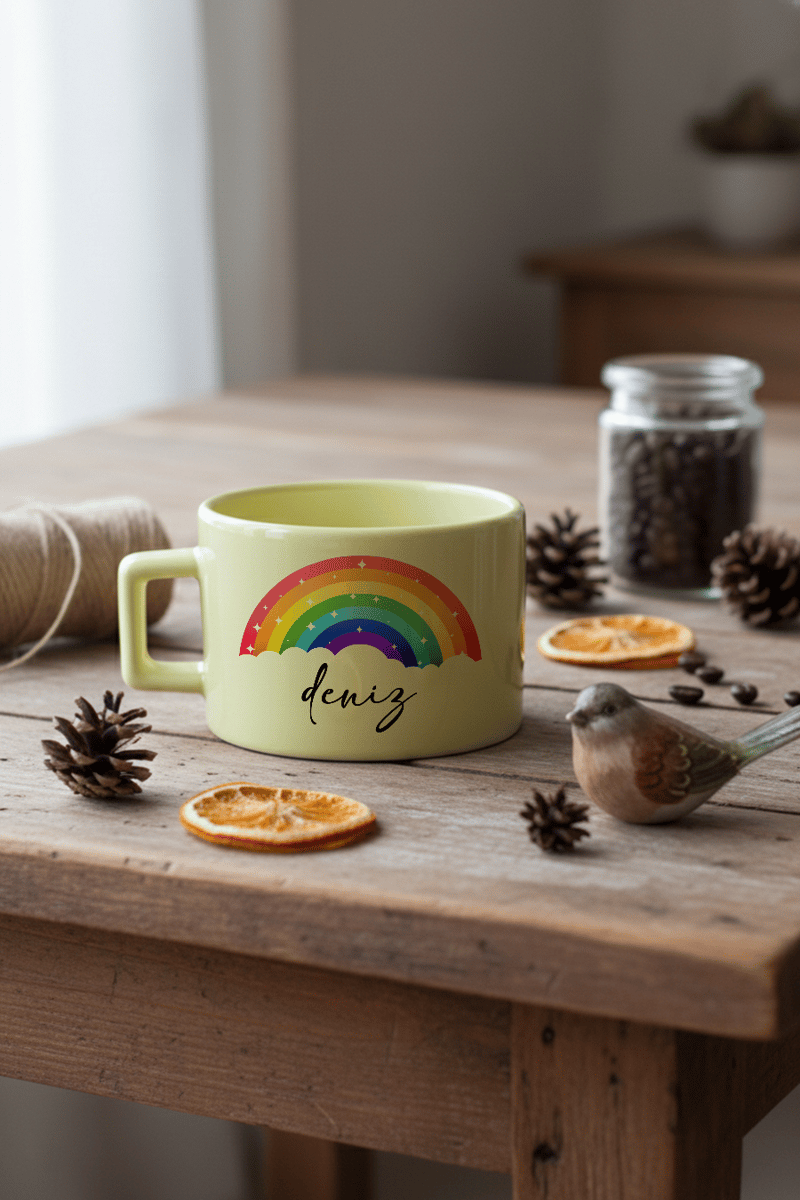 Gökkuşağı Kişiye Özel Lüks Pastel Fincan