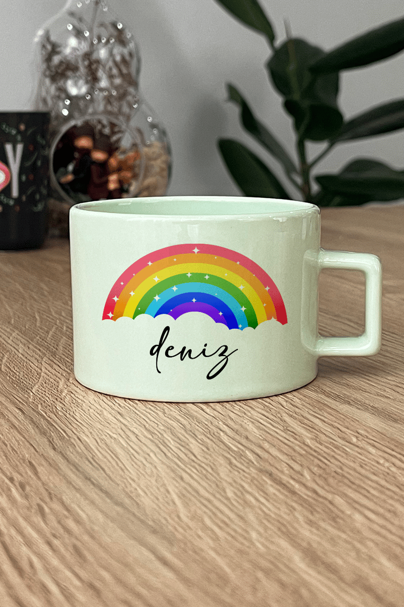 Gökkuşağı Kişiye Özel Lüks Pastel Fincan